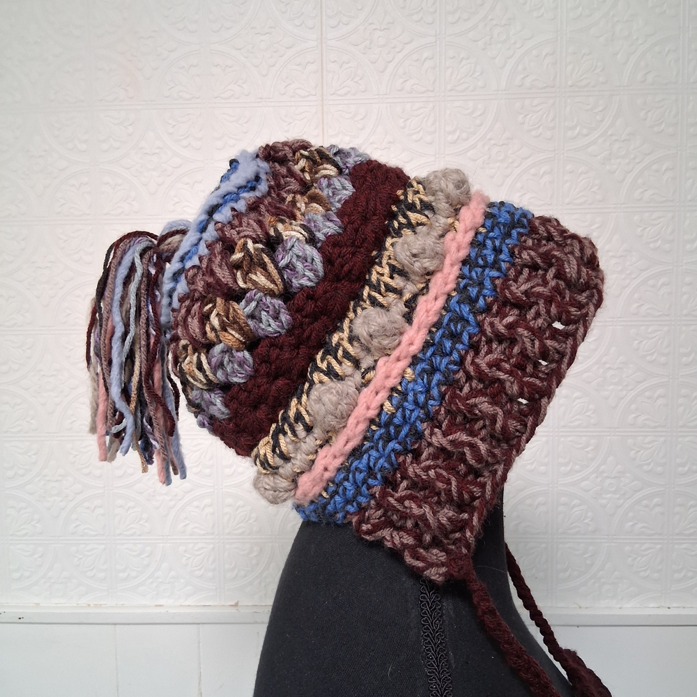 Chunky Crochet Beanie with Heart Strings, Crochet Bonnet, Whimsicle Winter Hat